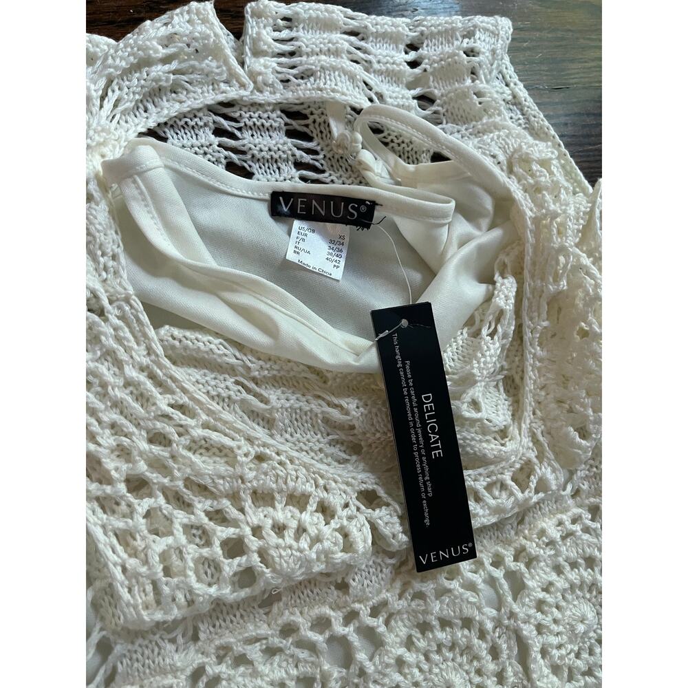 Venus women’s crochet dress Sz. S lined white beach NWT - Picture 8 of 8